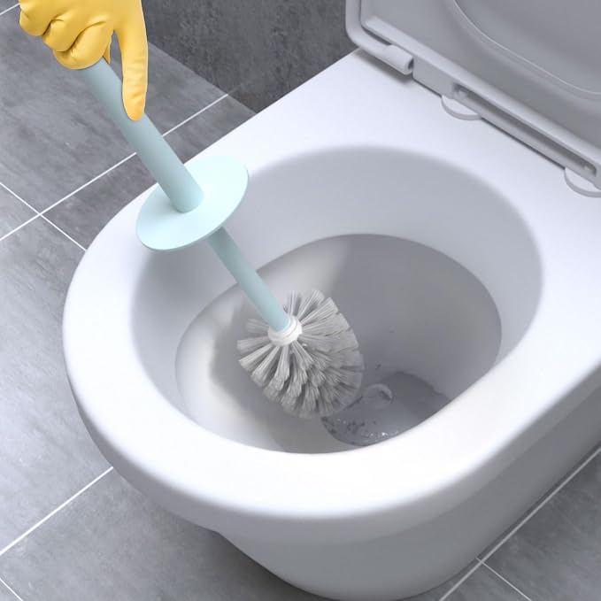 Topsky 2 Pack Compact Toilet Brush & Holder Set, Plastic Round Barrel Loo Brush - Image 7