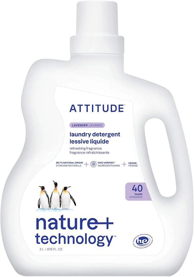 ATTITUDE Liquid Laundry Detergent, EWG Verified, HE Compatible, Plant-Based & by ATTITUDE