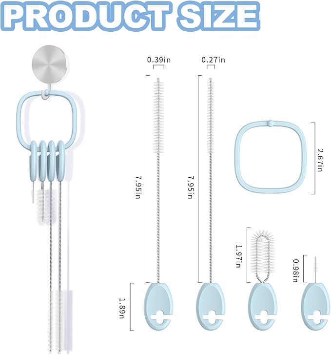 YOTIME Standing Straw Cleaner Brush Set, 4in1 Reusable Straw Brushes - Image 2