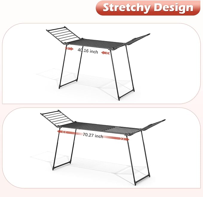APEXCHASER Clothes Drying Rack Foldable, Large Drying Rack Clothing Retractable - Image 3