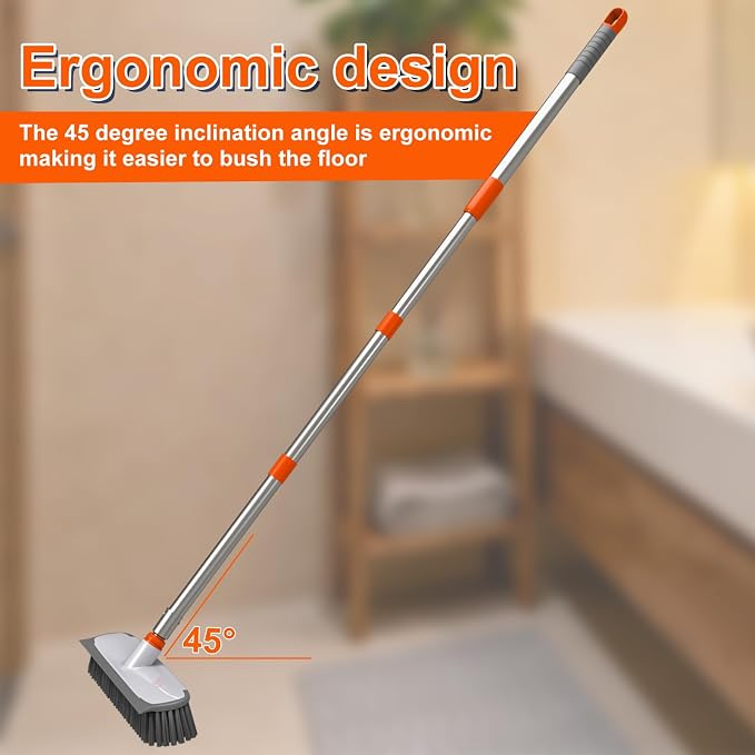 Floor Scrub Brush with Long Handle, Stiff Bristles Deck Brush, BITOPE - Image 7