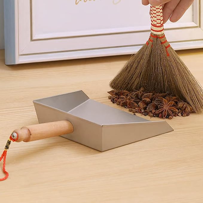 VOSAREA Mini Dustpan Stainless Steel Small Dustpan Portable Short Handle - Image 3