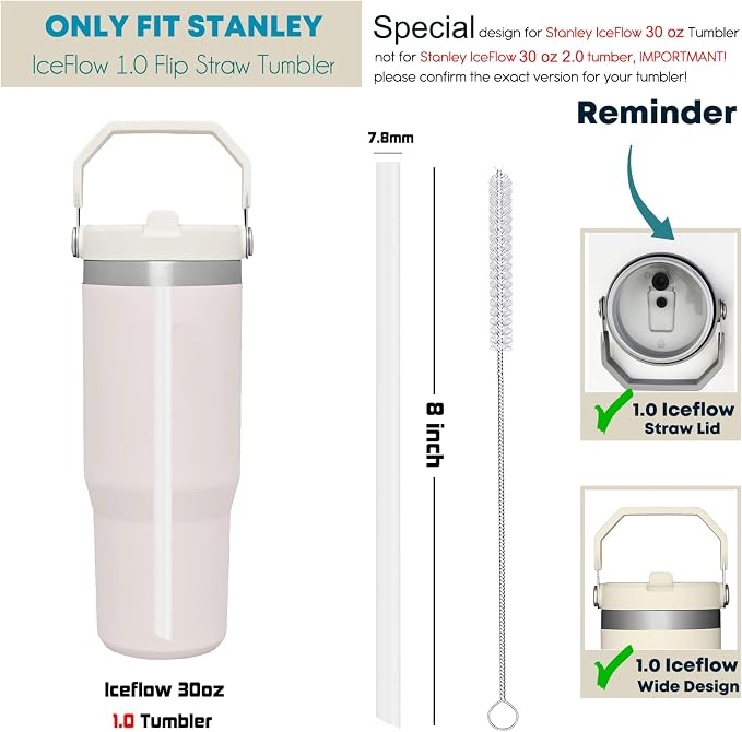 ALINK Replacement Straws for Stanley Iceflow 30oz Flip Tumbler, 6 Pack Reusable - Image 2