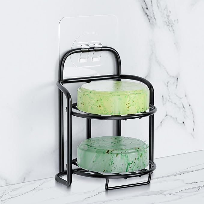 2-Tier Shower Soap Shampoo Bar Holder, Self Adhesive & Freestanding Draining by Unknown