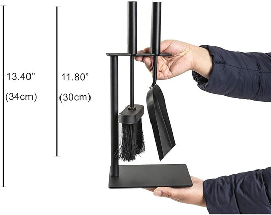 Hearth Tidy Set, All Black, Wood Stove Tool Set, Fireplace Companion Set - Image 2