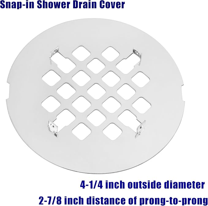 Artiwell 4-1/4” OD Snap-in Shower Drain Cover, Round Shower Drain Strainer Grid - Image 3