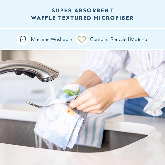 ELYN Microfiber Kitchen Dish Cloth Set, Quick-Dry & Absorbent Waffle Weave - Image 3