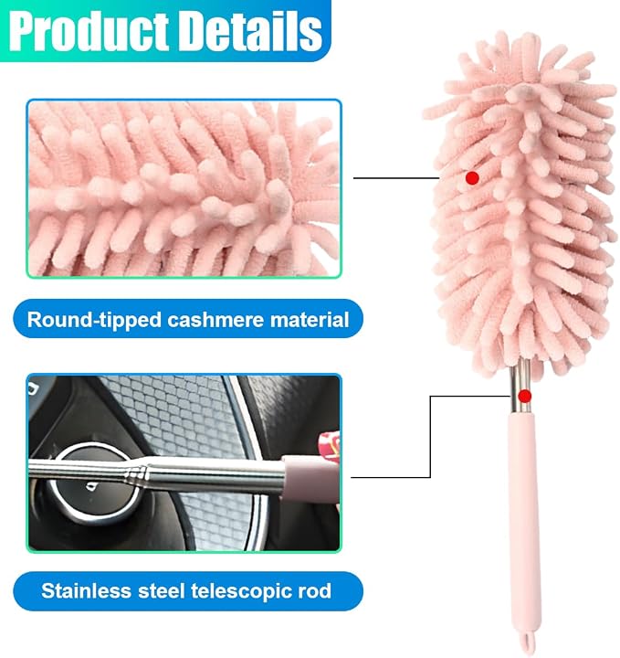 2PCS Car Interior Duster with Extension Pole – Washable Microfiber Dusters - Image 3