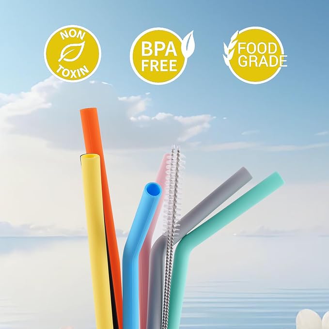 8 Pack Multicolor Silicone Stanley Straw Replacement 40 oz 30 oz, Reusable Long - Image 6