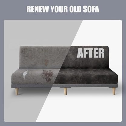 molasofa Leather Like Stretch Futon Slipcover Armless Futon Bed Sofa Cover Furniture Protector with Elastic Bottom, Soft and Washable Futon Cover for Sofa Bed Stay in Place（Larger，Khaki）