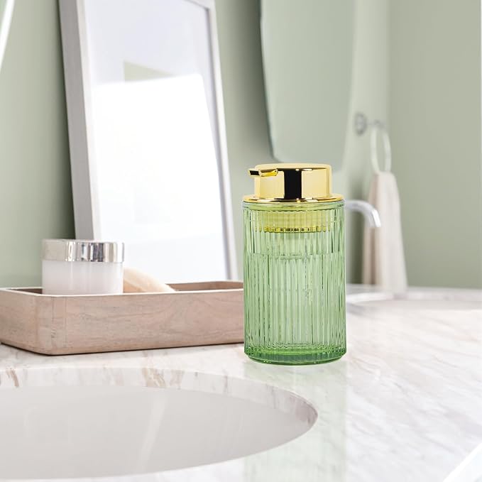 Green Foaming Soap Dispenser, Glass Foam Hand Soap Dispenser - Image 2