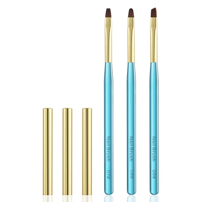 Metal Blue Nail Art Clean Up Brushes by INENK