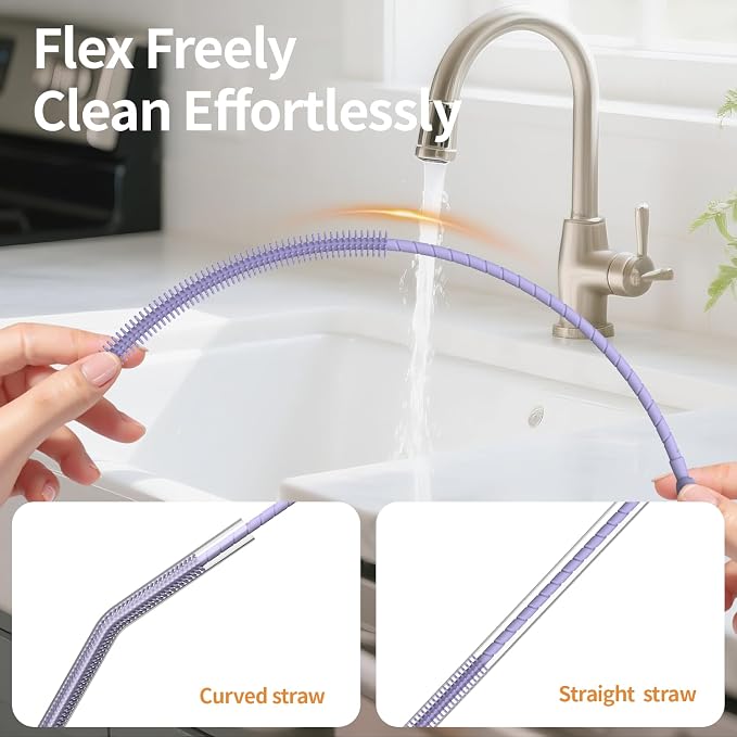 2Pcs Silicone Straw Cleaner Brush, Dual-Size Brushes, Clean - Image 4