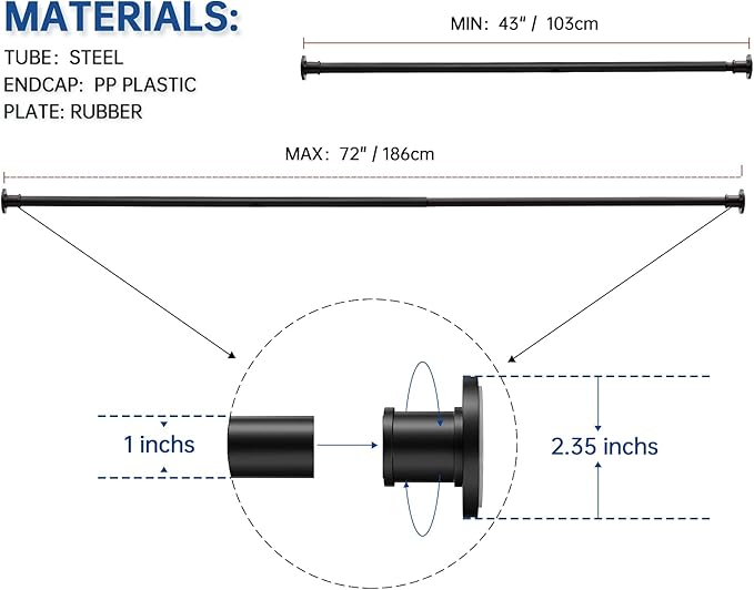 BRIOFOX Industrial Shower Curtain Rod - Image 7