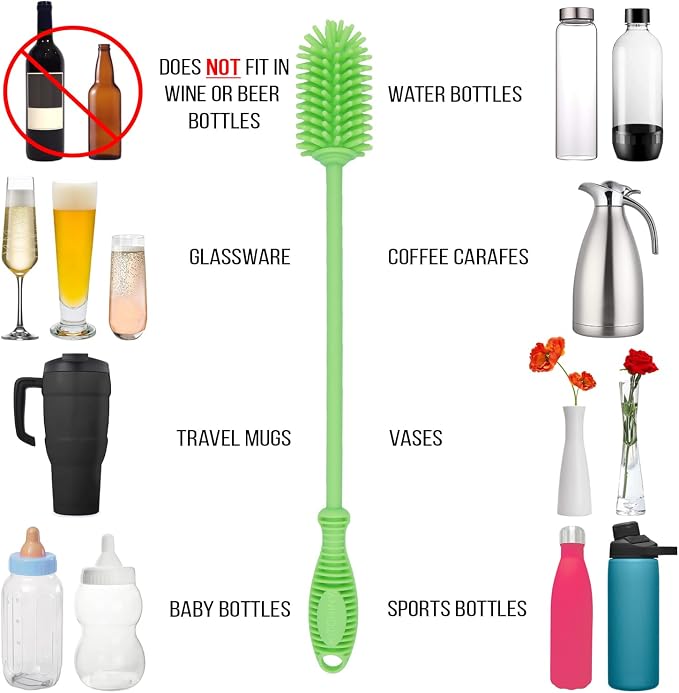 12.5" Silicone Bottle Brush & Straw Cleaner Brush Set | Water Bottle Cleaner - Image 5