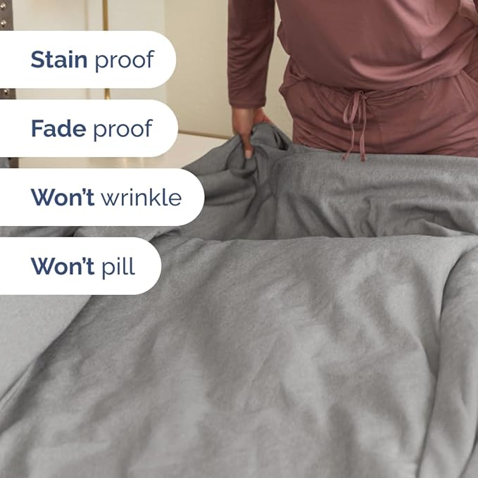 Split Head King Sheet Set – 4 Piece Flex Split Top King Sheets for Adjustable Beds - Fits 14” to 16" Mattress w/ Deep Pockets - Breathable & Cooling - Luxury Bedding and Wrinkle Free - Heathered Grey