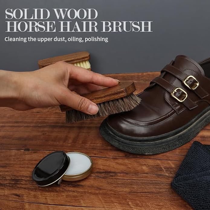 MAXIMILIAN Shoe Shine Brush Kit Horsehair Brushes - Image 4