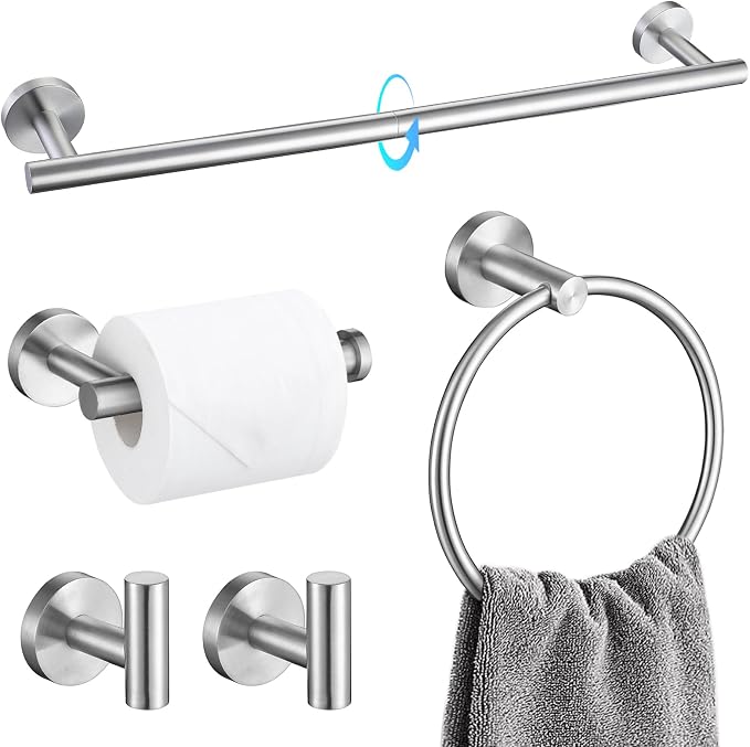 TQKAG Bathroom Towel Bar Holder Sets Brushed Nickel 23.6 Inch Round Stainless by TQKAG