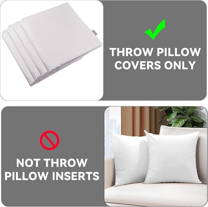 Thmyo 4-Pack 100% Cotton Comfortable Solid Decorative Throw Pillow Case Square Cushion Cover Pillowcase Christmas Pillow Covers DIY Pillowcase for Sofa Bed Car(Only Covers,No Pillows)(16x16inch,White)