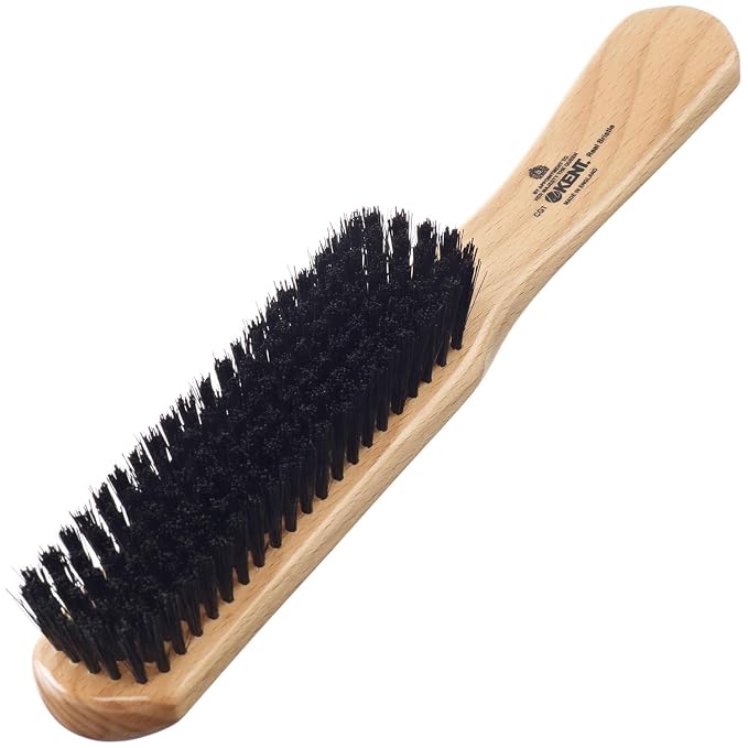 Kent CG1 Clothes Brush Cherrywood 100% Natural Black Bristle and Lint Remover by KENT