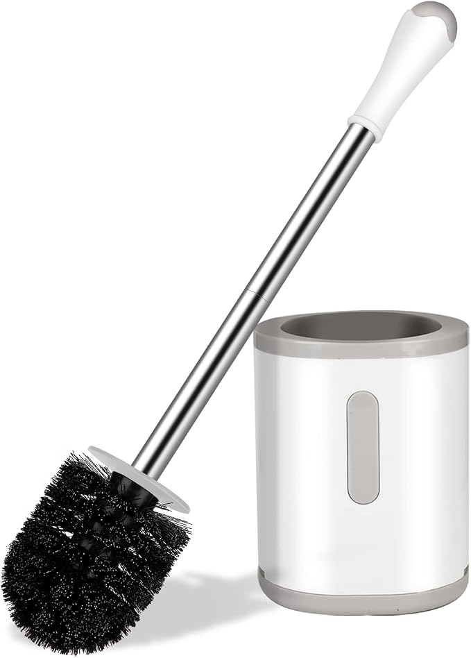 Compact Toilet Brush & Holder, Stainless Steel Handle, Space Saving by AONEZ