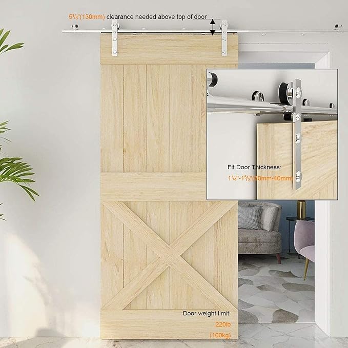 TSMST 4FT Sliding Barn Door Hardware Kit, Stainless Steel Heavy Duty Sturdy - Image 6