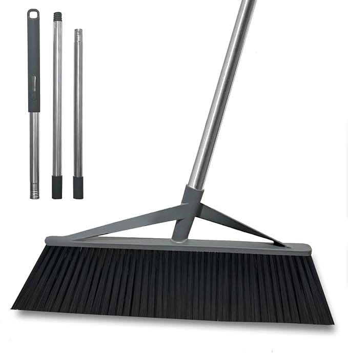 17.7inch Wide Large Broom for Sweeping Indoor or Outdoor, Whole Length 57inch by HOMEIMPROVEMENT