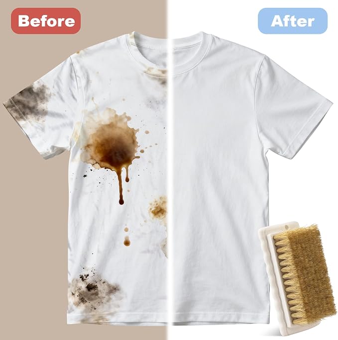 2 Pack Natural Boar Bristle Laundry Stain Brushes, Effectively Removes Tough - Image 7