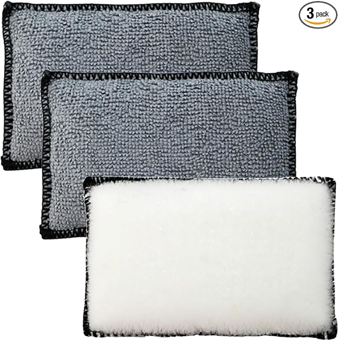 3PCS Car Interior Scrubbing Sponges, 5.5"×3.9" Microfiber Auto Cleaning by Unknown