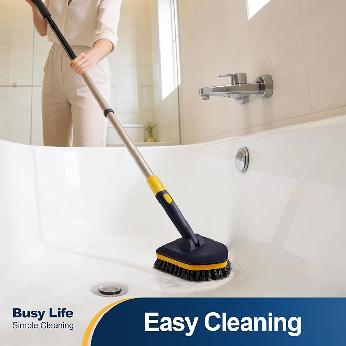 Yocada Tub Tile Scrubber Brush 2 in 1 Cleaning Brush 58.2 Inch Adjustable - Image 2