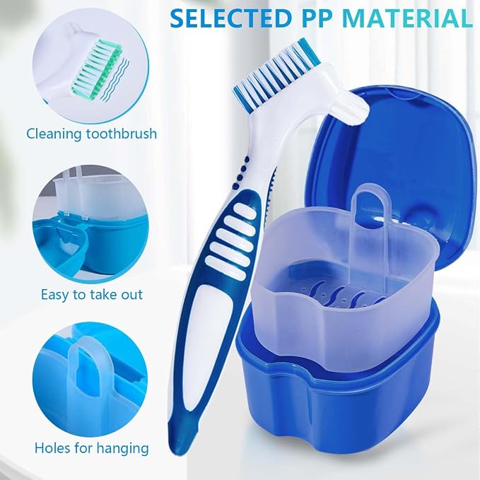 Blue Denture Bath Case Cup Box Holder Storage Container - Image 3