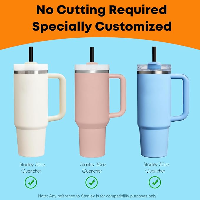 ALINK Black Replacement Straws for Stanley 30 oz Tumbler, DISHWASHER SAFE - Image 3