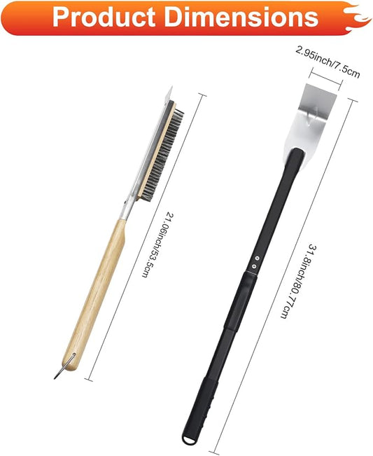 2PCS Pizza Oven Accessories Set, Pizza Brush, Ash Rake - Image 2