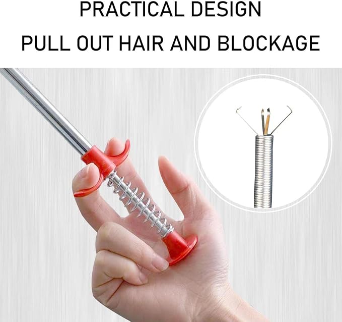 Drain Hair Remover, Drain Snake Clog Remover ＆ Cleaning Brushes Tool Set - Image 5