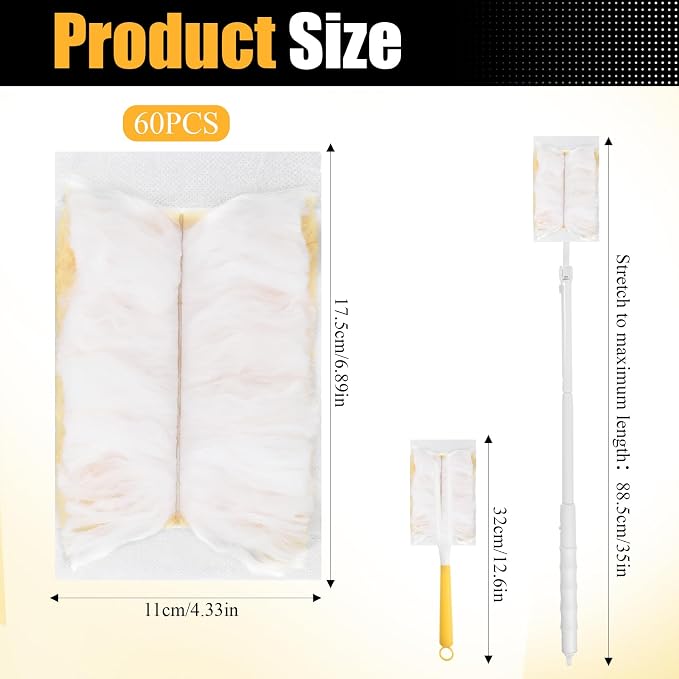 62 Pcs Duster Refills for Swiffe Duster, 360° Heavy Duty Dusters Refill - Image 2