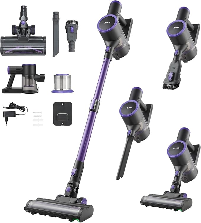 VEVOR Cordless Vacuum Cleaner, 25KPA Max Powerful Suction, Rechargeable by VEVOR