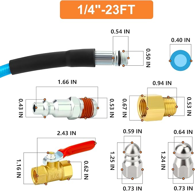 GASHER 23feet Home Dryer Vent Duct Cleaning Kit, 2 Jetter Nozzle, 1/4" NPT Ball - Image 2