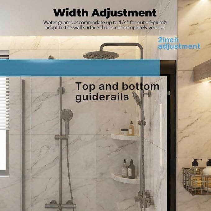 Sliding Shower Door, Fully Framed Aluminum Alloy 50"-60" x 72" Adjustable - Image 3