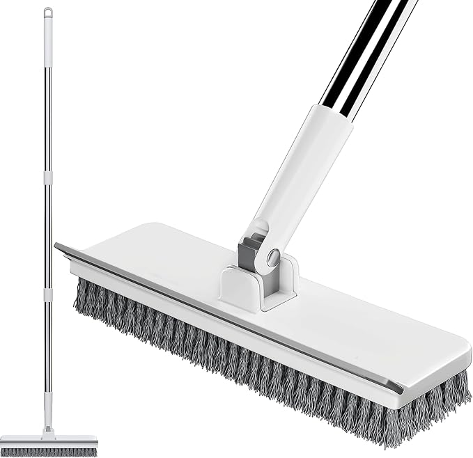 Floor Scrub Brush with 55" Long Handle, 2-in-1 Floor Brush with Built-in by Unknown
