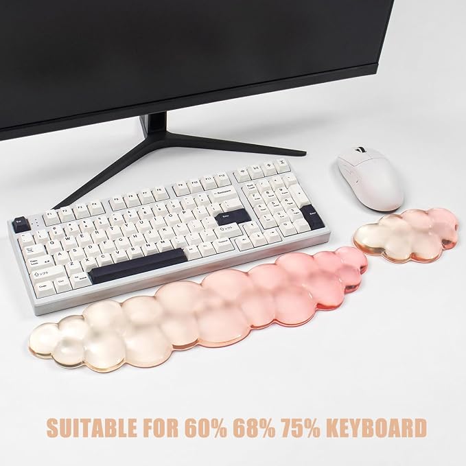 Gel Keyboard and Mouse Wrist Rest Set – Clear Cloud Wrist Rest - Image 4