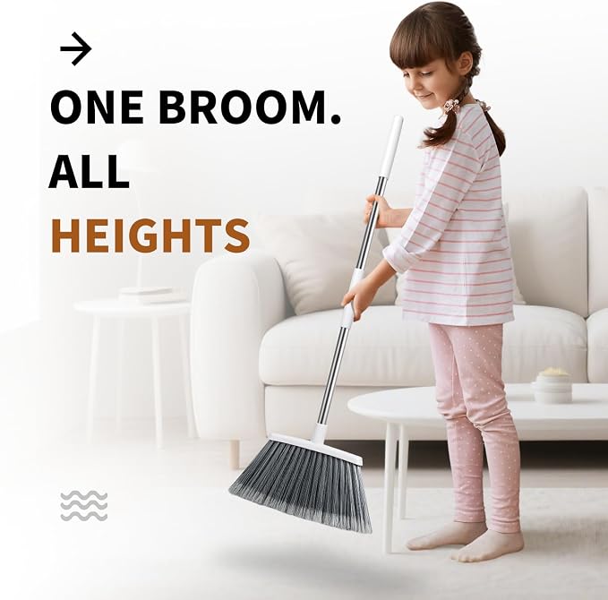 Broom, Outdoor Brooms for Sweeping Indoor, Adjustable 55" Pet Hair Removal - Image 5