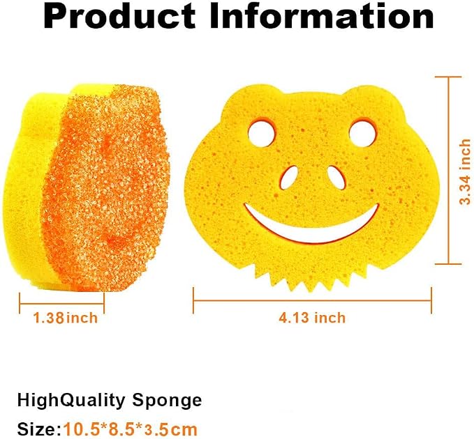 SmilePowo 5 Pack Cute Frog Scrub Sponge, Dual-Sided Temperature Controlled - Image 7