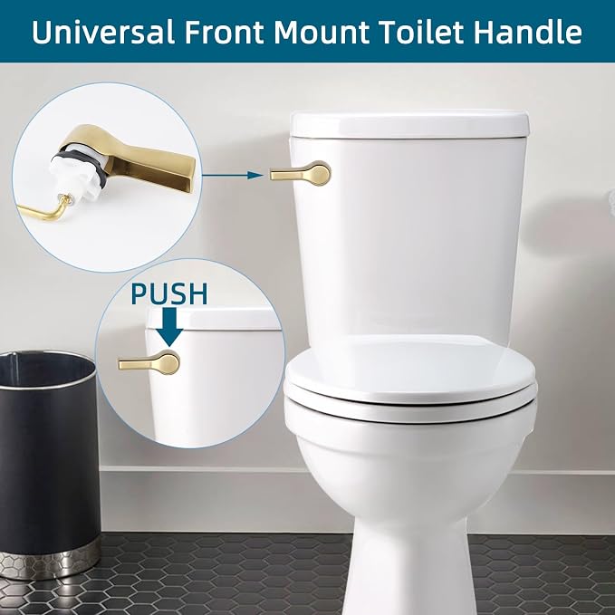 Hygie Rinse Metal Toilet Handle Replacement, Universal Front Mount, Brushed - Image 7