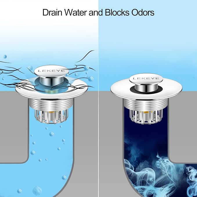 LEKEYE Tub Stopper | Shower Drain Hair Catcher | Pop-up Drain Stopper - Image 7