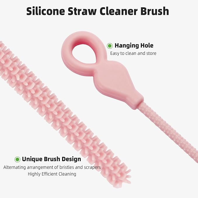 Silicone Straw Cleaner Brush, 4-Piece Reusable Straw Brush Set - Image 3