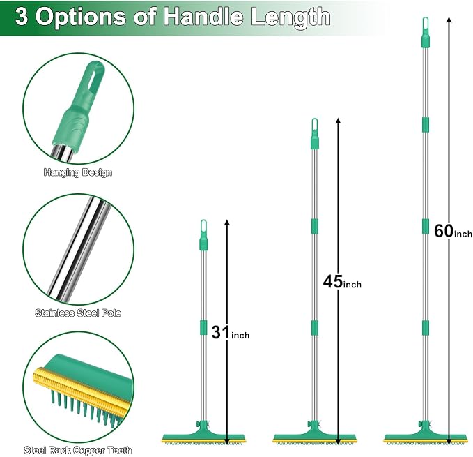 3 in 1 Carpet Rake for Pet Hair Removal, Reusable Pet Hair Remover Broom - Image 9