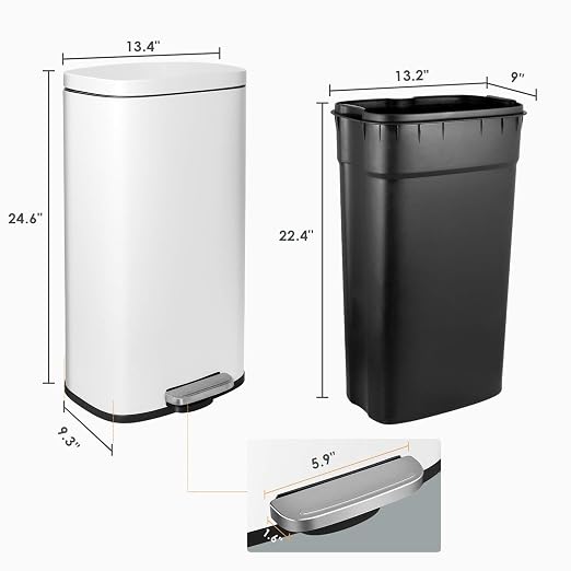 AthLike Trash Can, Stainless Steel Kitchen Garbage Can, Step Waste Bin - Image 6