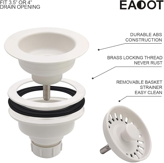 3-1/2 Inch Polymer White Sink Drain Assembly - Image 2
