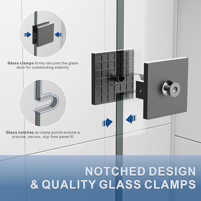 43" W ×80" H Shower Glass Panel, Frameless Fixed Glass Shower Panel - Image 6