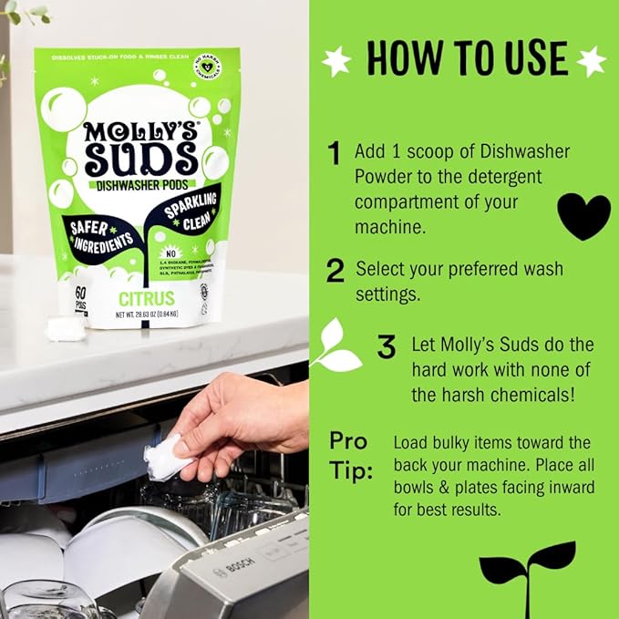 Molly's Suds Dishwasher Powder | Clean Dishwasher Detergent, Cuts Grease & - Image 5